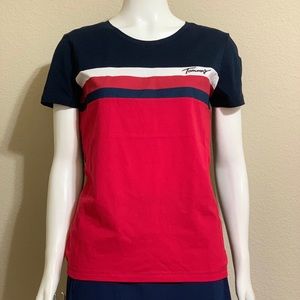 Tommy Hilfiger Women's Colorblock Tee, Multi XL